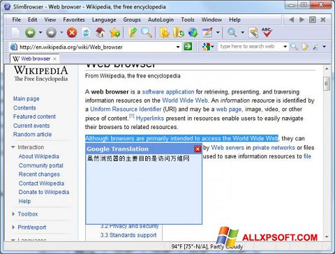 Skærmbillede SlimBrowser Windows XP