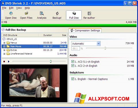 Skærmbillede DVD Shrink Windows XP