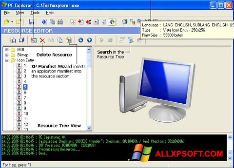 Skærmbillede PE Explorer Windows XP