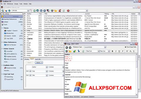 Skærmbillede EndNote Windows XP