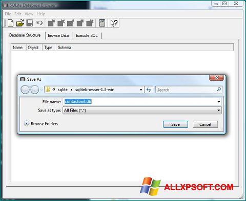 Skærmbillede SQLite Database Browser Windows XP