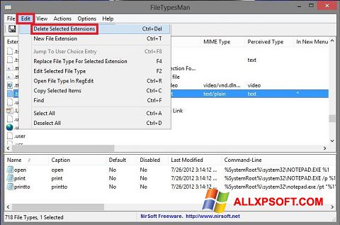 Skærmbillede Unassociate File Types Windows XP