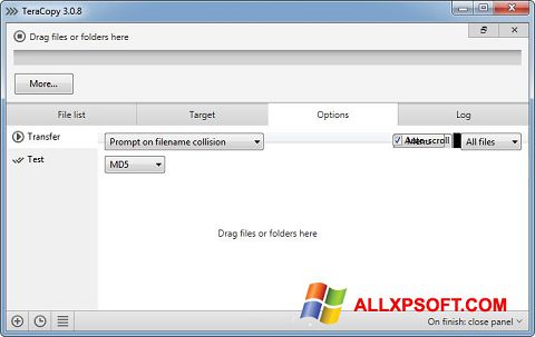 Skærmbillede TeraCopy Windows XP