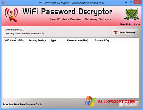 Skærmbillede WiFi Password Decryptor Windows XP