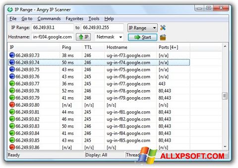 Skærmbillede Angry IP Scanner Windows XP