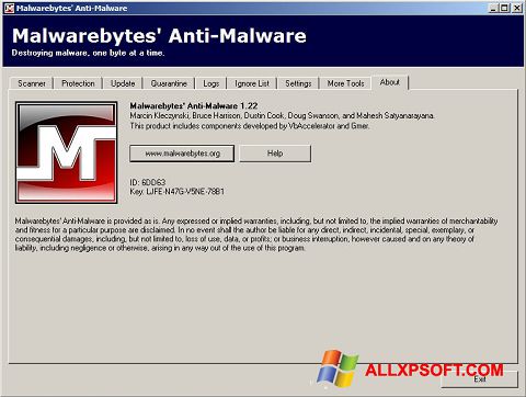 Skærmbillede Malwarebytes Anti-Malware Free Windows XP