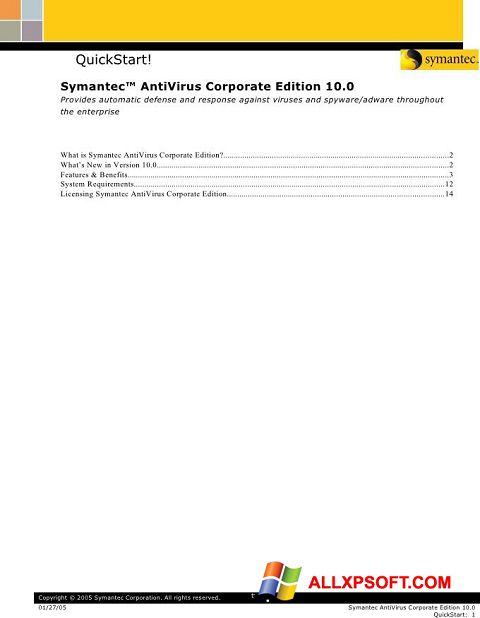 Skærmbillede Symantec Antivirus Corporate Edition Windows XP