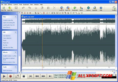 Skærmbillede WavePad Sound Editor Windows XP