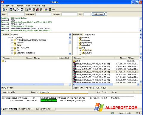Skærmbillede FileZilla Windows XP