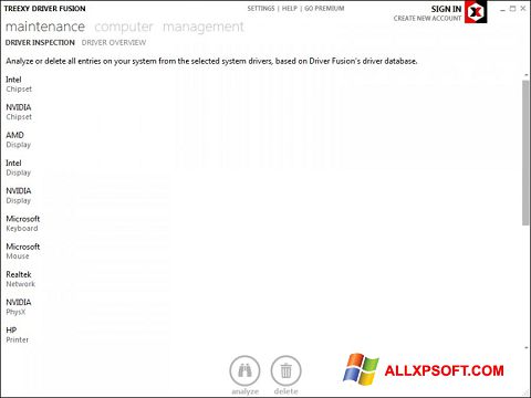 Skærmbillede Driver Fusion Windows XP