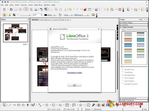 Skærmbillede LibreOffice Windows XP