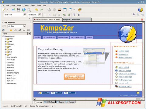 Skærmbillede KompoZer Windows XP