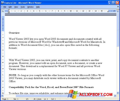 Skærmbillede Word Viewer Windows XP