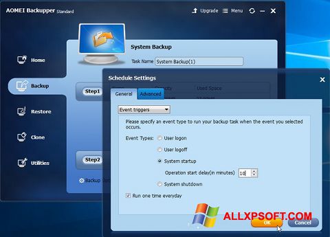 Skærmbillede AOMEI Backupper Windows XP