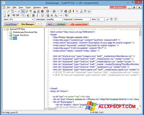 Skærmbillede CuteFTP Windows XP