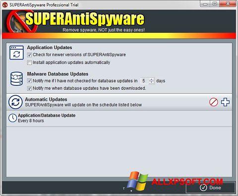 Skærmbillede SUPERAntiSpyware Windows XP