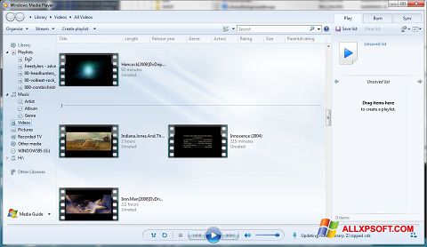 Skærmbillede Media Player Windows XP