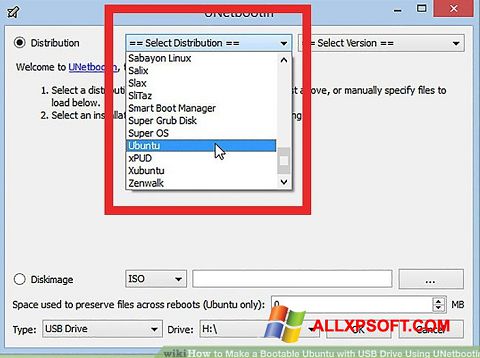 Skærmbillede UNetbootin Windows XP