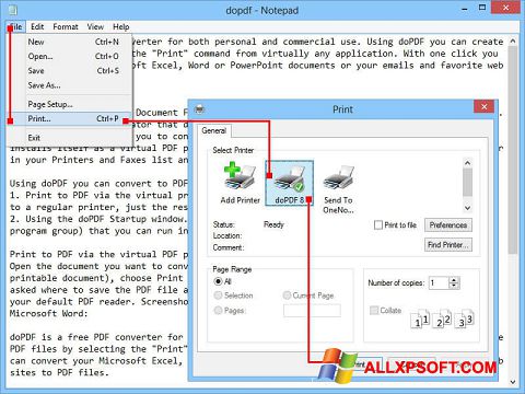 Skærmbillede doPDF Windows XP
