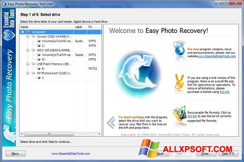 Skærmbillede Easy Photo Recovery Windows XP