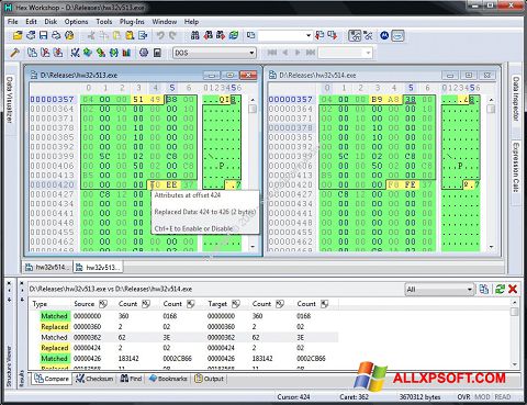 Skærmbillede Hex Workshop Windows XP