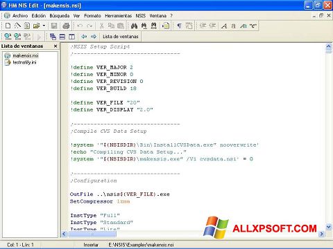 Skærmbillede NSIS Windows XP
