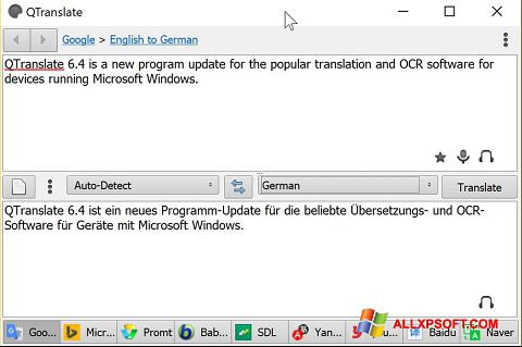 Skærmbillede QTranslate Windows XP