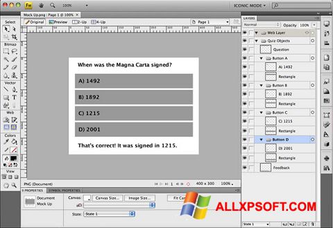 Skærmbillede Adobe Fireworks Windows XP