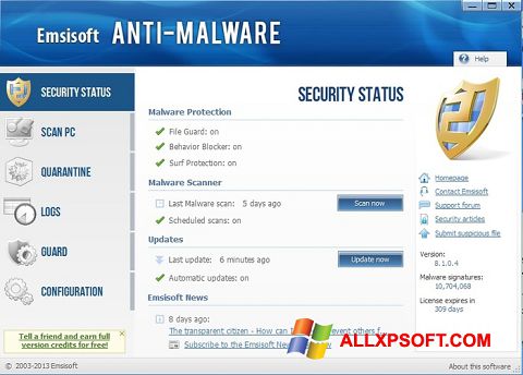 Skærmbillede Emsisoft Anti-Malware Windows XP