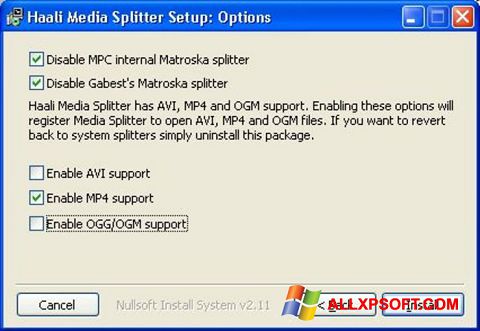 Skærmbillede Haali Media Splitter Windows XP