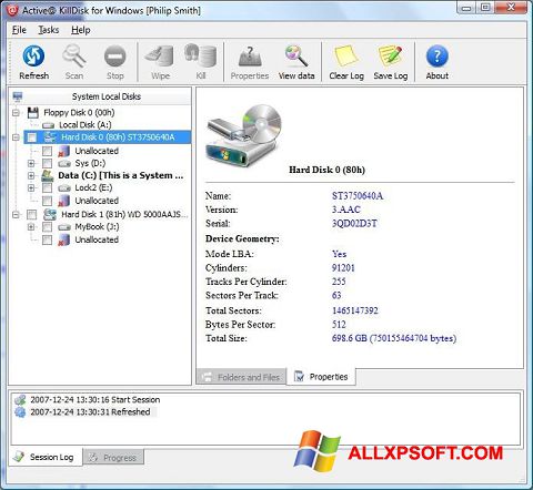 Skærmbillede Active KillDisk Windows XP