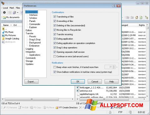 Skærmbillede WinSCP Windows XP