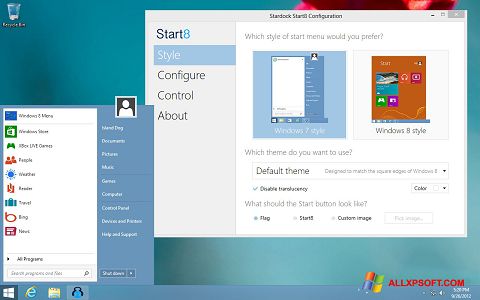 Skærmbillede Start8 Windows XP