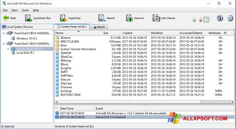 Skærmbillede Active File Recovery Windows XP