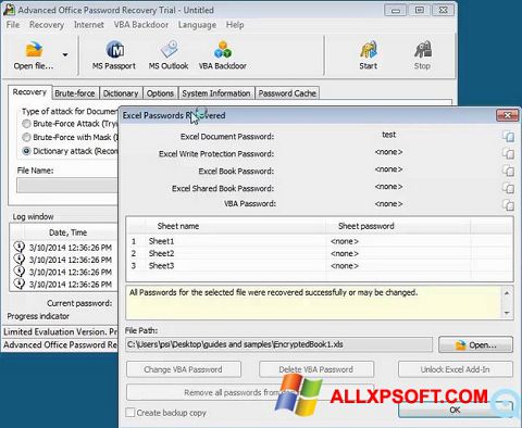 Skærmbillede Advanced Office Password Recovery Windows XP