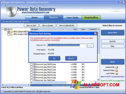 Skærmbillede Power Data Recovery Windows XP