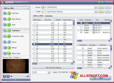 Skærmbillede DVDFab Windows XP