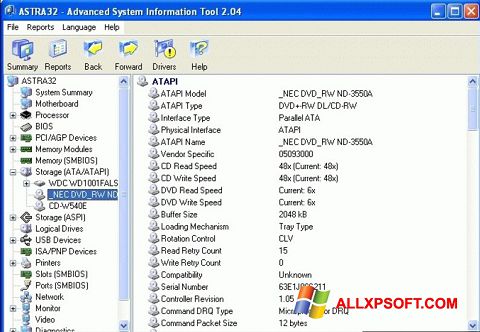 Skærmbillede ASTRA32 Windows XP