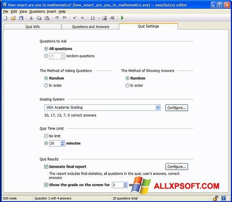 Skærmbillede easyQuizzy Windows XP