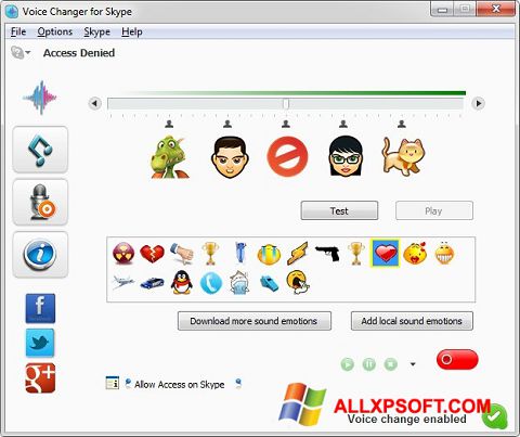 Skærmbillede Skype Voice Changer Windows XP