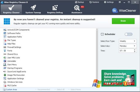Skærmbillede Wise Registry Cleaner Windows XP