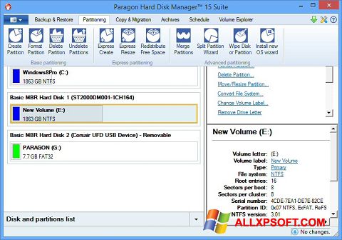 Skærmbillede Paragon Hard Disk Manager Windows XP