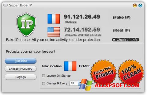 Skærmbillede Super Hide IP Windows XP