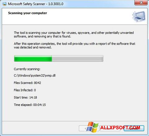 Skærmbillede Microsoft Safety Scanner Windows XP