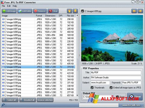 Skærmbillede JPG to PDF Converter Windows XP