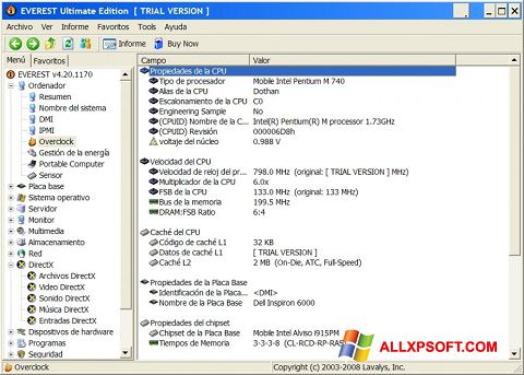Skærmbillede EVEREST Ultimate Edition Windows XP