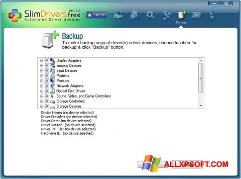 Skærmbillede SlimDrivers Windows XP