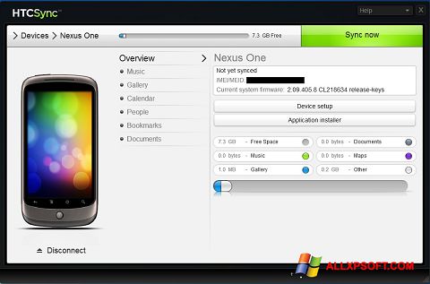 Skærmbillede HTC Sync Windows XP