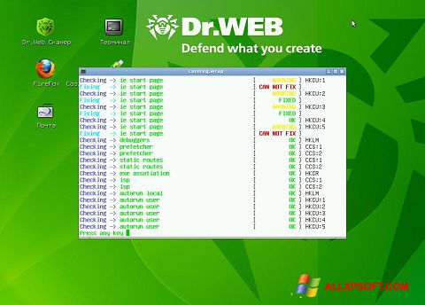 Skærmbillede Dr.Web LiveCD Windows XP