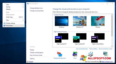 Skærmbillede Personalization Panel Windows XP